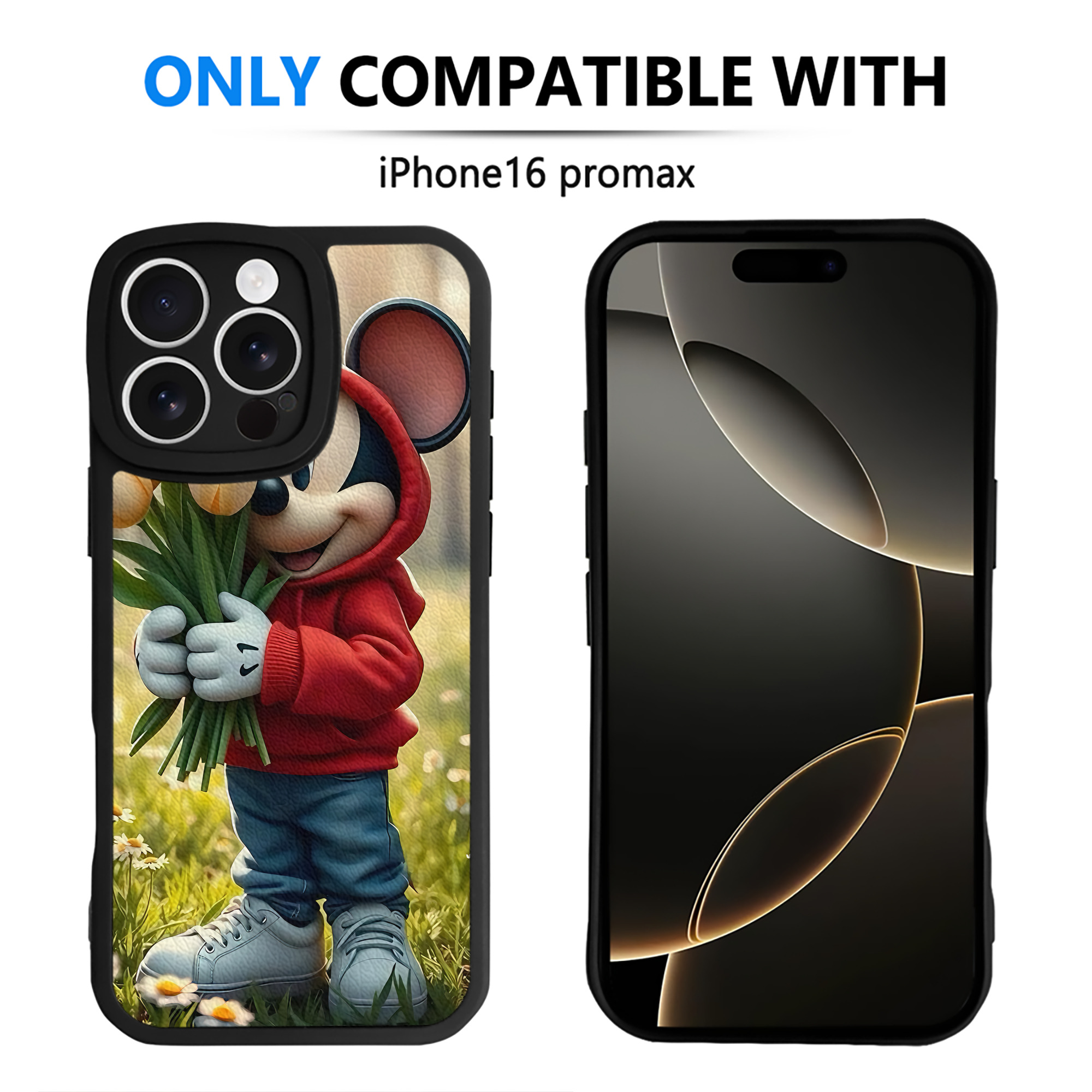 （画像用） ミッキーマウス Mickey Mouse 【iPhone 16シリーズ対応】シリコンスマホケース（レザー調） 材質：シリコン